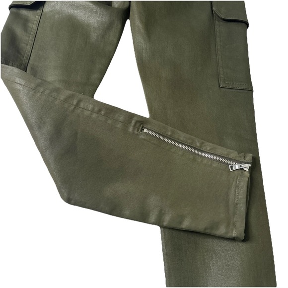 7 For All Mankind Cargo Pants 28x26 GREEN Zipper Ankle STRETCH EUC Fast Shipping - Picture 7 of 7